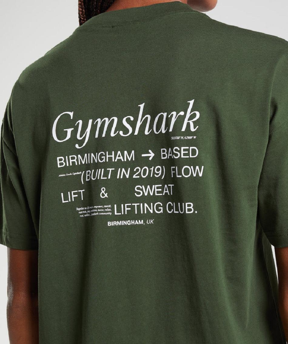 Gymshark Social Club Oversized Ženske T Shirts Maslinasto Zelene | HR 3300TCE